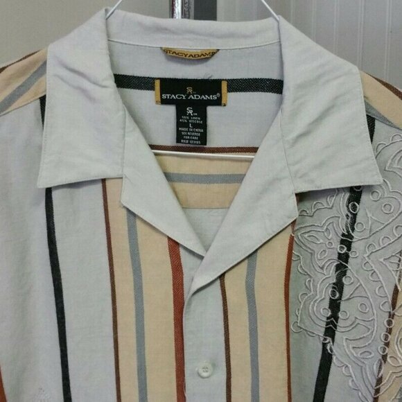 Stacy Adams Button Front Multistripe Short Sleeve - Picture 1 of 4